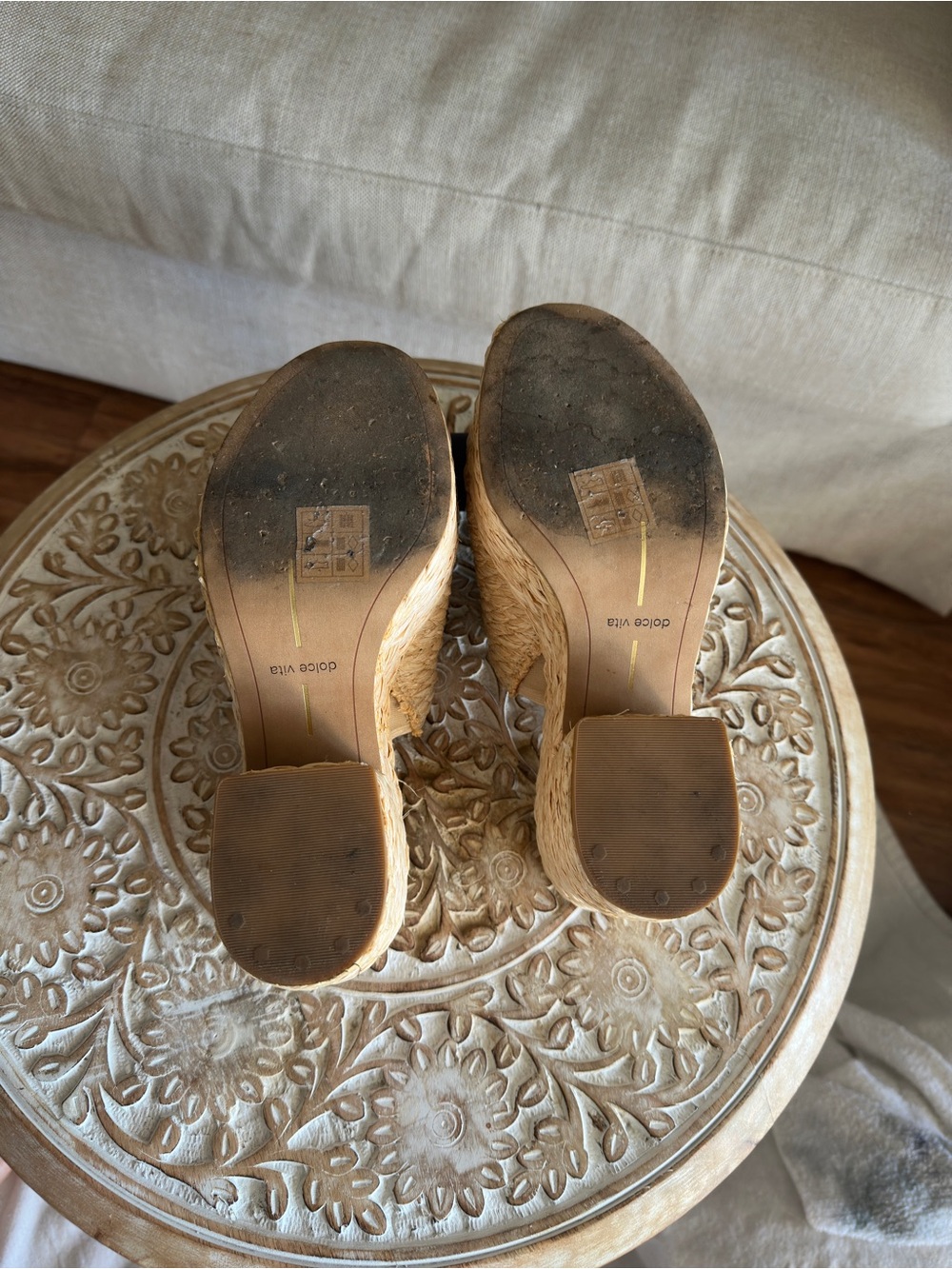 Dolce Vita Natural Raffia Woven Platform Slide Mules Size 7.5 - Picture 11 of 11